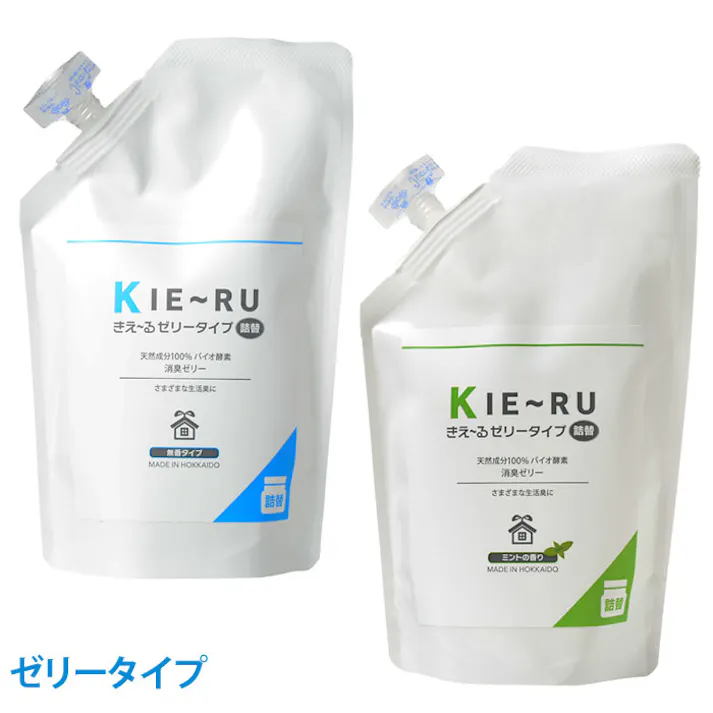 きえーる ゼリータイプ 詰替 無香・ミント Uシリーズ KJ-U480 環境大善【消臭剤 置き型 バイオ酵素消臭液 下駄箱 部屋 冷蔵庫 生ゴミ トイレ 車内 タバコ】ゼリータイプ詰替ミント