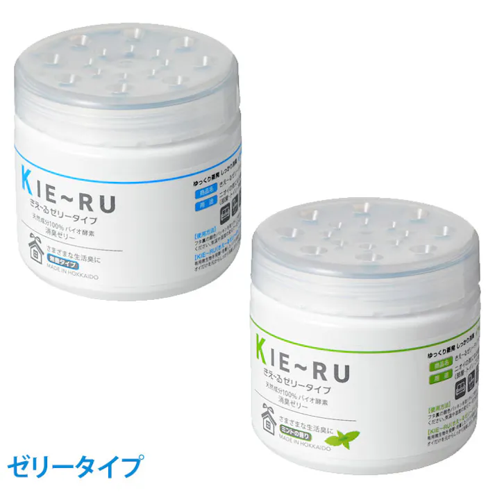 きえーる ゼリータイプ 無香・ミント Uシリーズ KJ-U140 環境大善【消臭剤 置き型 バイオ酵素消臭液 下駄箱 部屋 冷蔵庫 生ゴミ トイレ 車内 タバコ】ゼリータイプミント