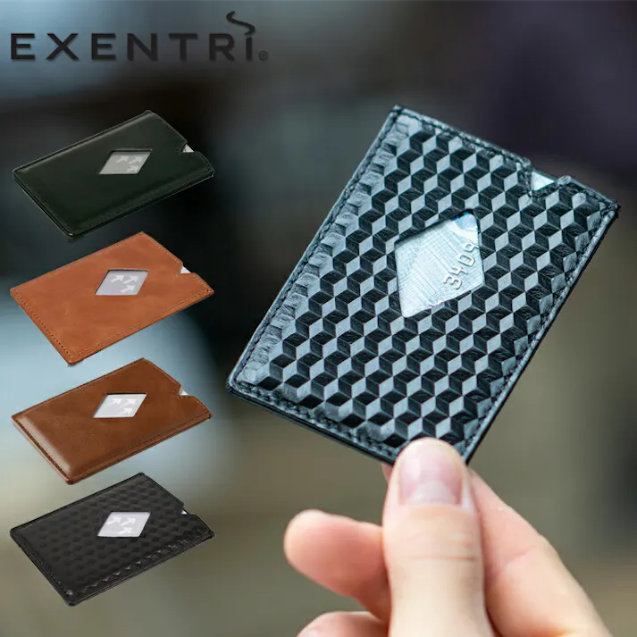 EXENTRI エキセントリ CITY シティ スキミング防止 RFIDブロック【クレジットカードケース 薄型 縦型 カードケース 磁器 防止 メンズ レディース】 ブラックキューブ