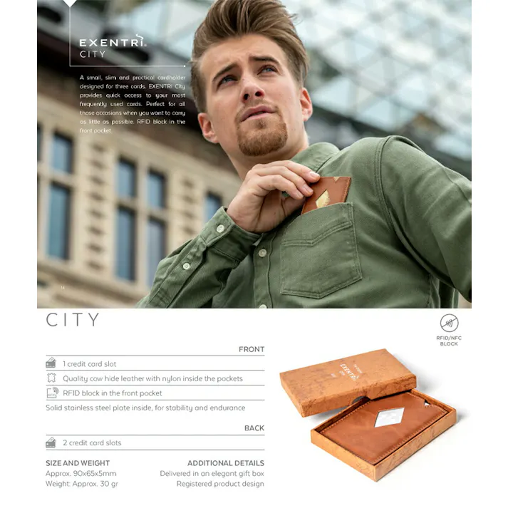 EXENTRI エキセントリ CITY シティ スキミング防止 RFIDブロック【クレジットカードケース 薄型 縦型 カードケース 磁器 防止 メンズ レディース】 ブラックキューブ