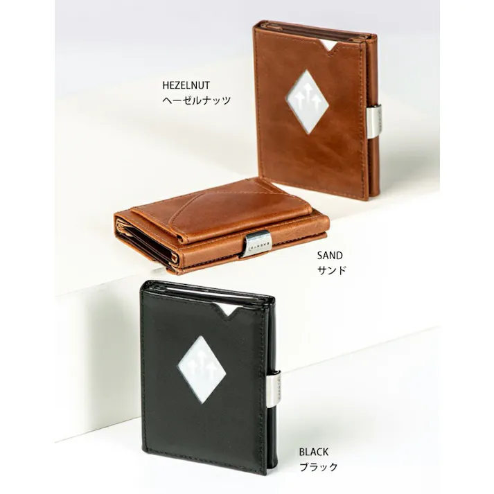 EXENTRI エキセントリ マルチウォレット スキミング防止 RFIDブロック【ミニマル財布 三つ折り財布 本革 ミニウォレット カード入れ 定期入れ コインケース 小銭入れ 薄型 大容量 メンズ レディース】 ブラック