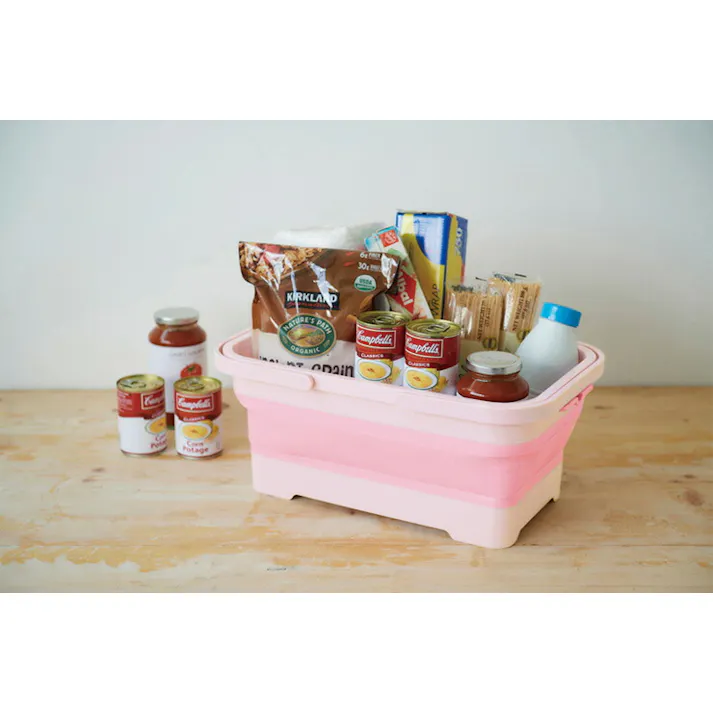 ソフトバスケット ハンドル付き 折りたたみ バケツ 15L イセトー ISETO I-581 伊勢藤【ランドリーバスケット たらい 洗濯かご 桶 洗い桶 洗濯かご つけ置き洗い 洗濯桶 ペットバス タブ お風呂 日本製】 ホワイト