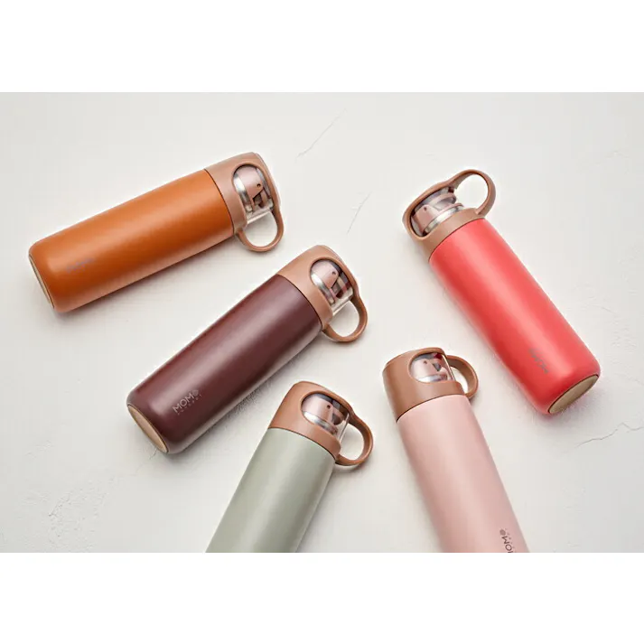 キューブ マグボトル コップ付き 380ml 真空断熱 MOMO concept【コップ付き水筒 マグボトル 魔法瓶 保温 保冷 真空二重構造 ステンレスボトル 大人 ランチグッズ モモコンセプト 百麦】 ローストブラウン