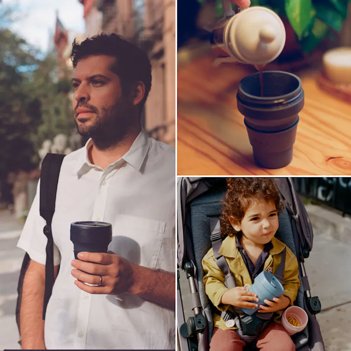 ストージョ stojo POCKET CUP 355ml 12oz ショート/トールサイズ【マイカップ タンブラー ふた付き こぼれない コーヒー 折り畳みコップ 折りたたみカップ】 AQUAMARINE