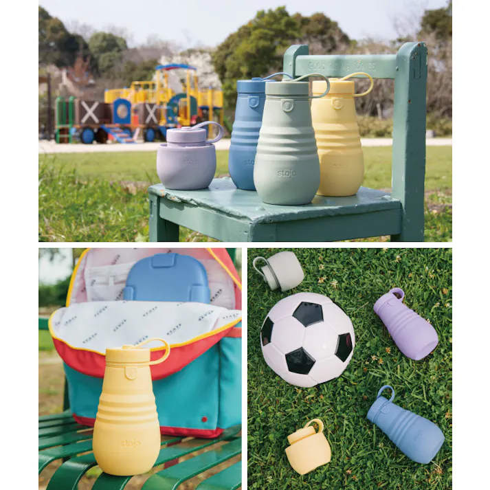 ストージョ ジュニアボトル stojo Jr.BOTTLE 400ml 14oz【蓋付きタンブラー 折り畳みボトル 折りたたみ ボトル】 スティール