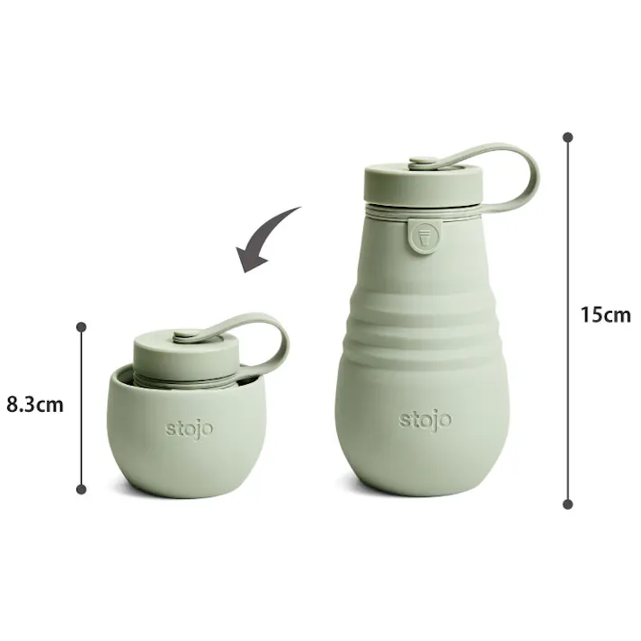 ストージョ ジュニアボトル stojo Jr.BOTTLE 400ml 14oz【蓋付きタンブラー 折り畳みボトル 折りたたみ ボトル】 スティール