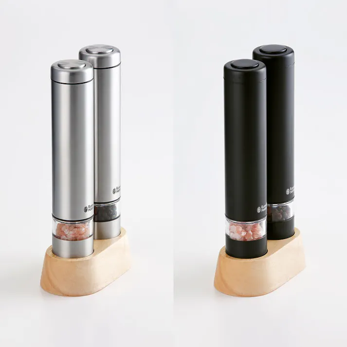 ラッセルホブス 電動ミル ソルトアンドペッパー ミニ シルバー Russell Hobbs 7933JP【ソルト ペッパー セット 塩 胡椒 ミル ソルトミル ペッパーミル スパイスミル 胡椒挽き セラミック刃】 ブラック