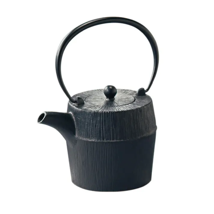 岩鋳 朝日 鉄瓶 黒 450ml 茶こし付き 藍花 南部鉄器【南部鉄瓶 急須 茶漉し 湯沸かし 直火 日本製】