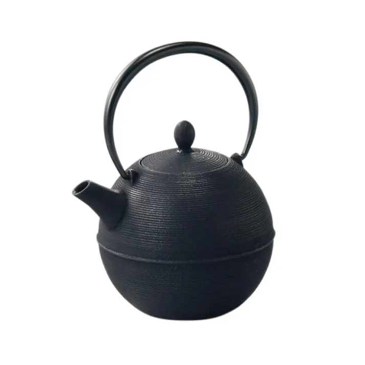 岩鋳 日の丸 黒 鉄瓶 600ml 茶こし付き 藍花 南部鉄器【南部鉄瓶 急須 茶漉し 湯沸かし 直火 鉄分補給 日本製】