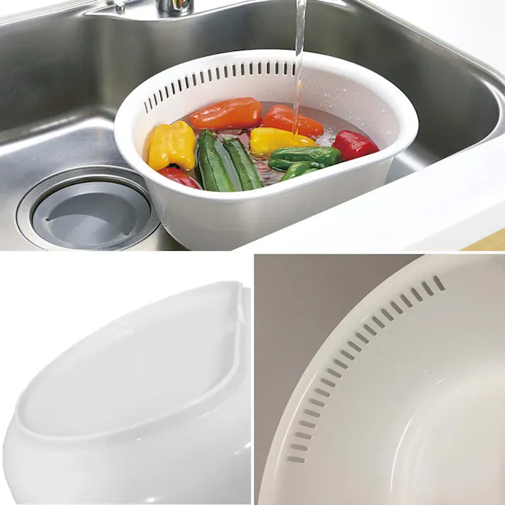 リッチェル シェリー 洗い桶 D型 L Cheri Richell 16956-8 16957-5【食器洗い つけ置き 水切りかご 抗菌 日本製】 ホワイト
