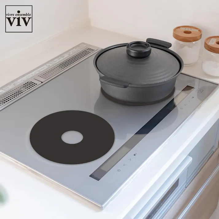 焦げ防止 IHマット viv ヴィヴ【焼け焦げ防止 汚れ防止 マット シート 保護マット IHヒーター 汚れカバー コンロ キッチン小物】 マーブルブラック