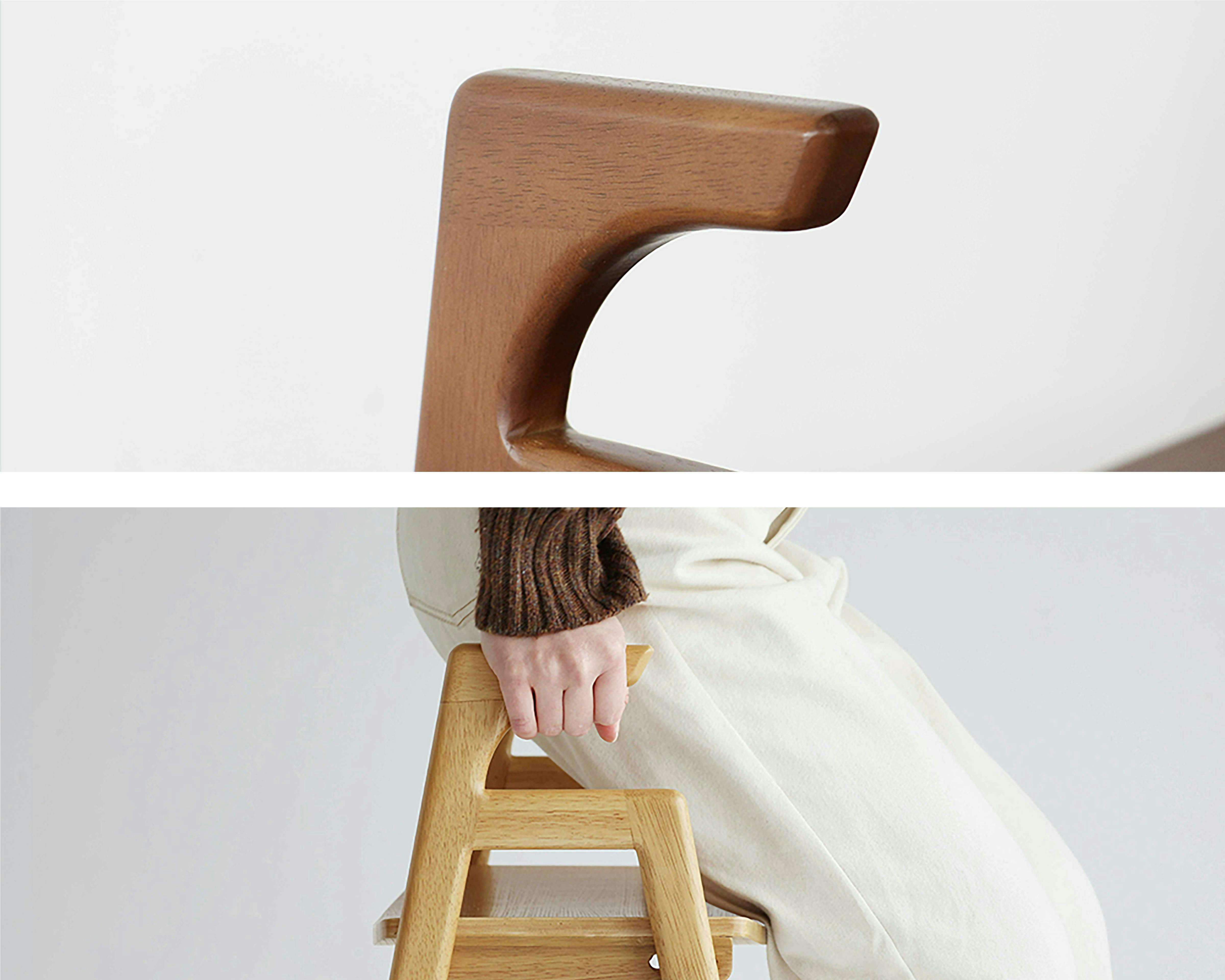 立ち座りに優しいアーム付き木製ベンチ Arm Bench -crest