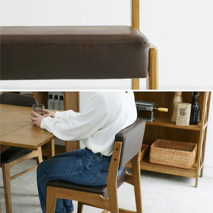 ソフトヴィンテージ風のスクエアチェア Rasic Square Chair ダイニングチェア ブラウン