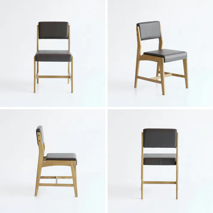 ソフトヴィンテージ風のスクエアチェア Rasic Square Chair ダイニングチェア ブラウン