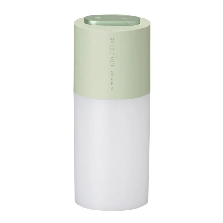 グリーンハウス 充電式ポータブル加湿器 ダブルミスト ナイトライト付き アロマウォーター対応 全4色 GH-PHWC GREEN HOUSE【卓上 持ち運び 小型 超音波加湿器 コードレス USB 充電式】セージグリーン