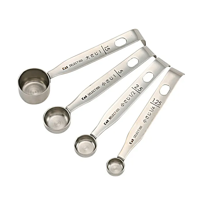 貝印 セレクト100 計量スプーン 4本組み DH3006【18-8ステンレス シンプル 大さじ 小さじ セット 調理器具 キッチンツール kai SELECT100】