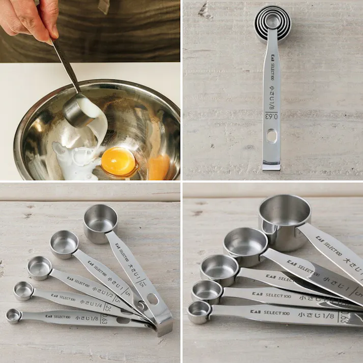 貝印 セレクト100 計量スプーン 5本組み ステンレス DH3101【大さじ 小さじ 1ml メジャースプーン セット kai SELECT100】