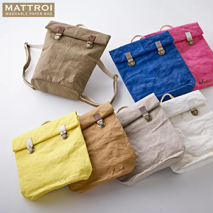 MATTROI マッチョイ フラップ ミニ ウォッシャブルペーパーバッグ【リュックサック バックパック ハンドメイド】 ブルー