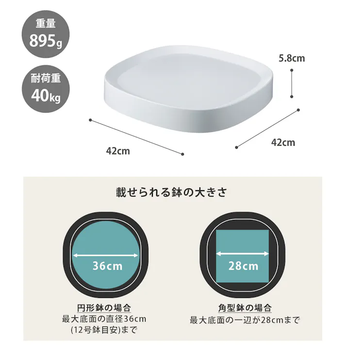 ティディ プランタブル L tidy Plantable アッシュコンセプト テラモト【平台車 台 鉢皿 植木鉢 観葉植物 コンパクト 家庭用 室内 リビング インテリア 収納】 ホワイト