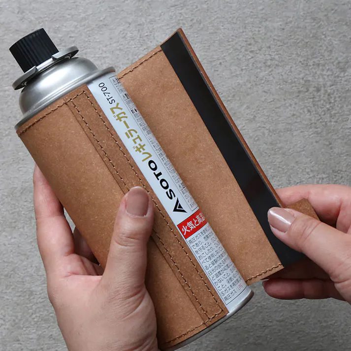 WPB CB缶カバー ボンデッドレザー【カセットボンベ ガス缶 カバー アウトドア グッズ】 ブラウン×グレー