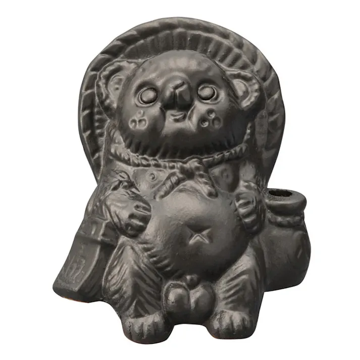 信楽焼 Tanutanu 腰掛けミニたぬき ヤマ庄陶器【狸 オス メス ミニ 置物 陶器 カラー 日本製 信楽】 ブラック(オス)