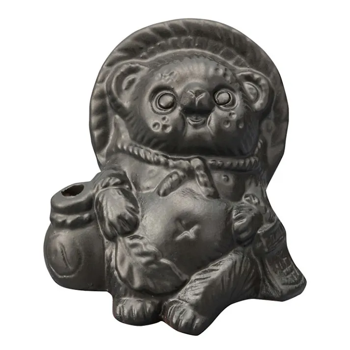 信楽焼 Tanutanu 腰掛けミニたぬき ヤマ庄陶器【狸 オス メス ミニ 置物 陶器 カラー 日本製 信楽】 ブラック(メス)