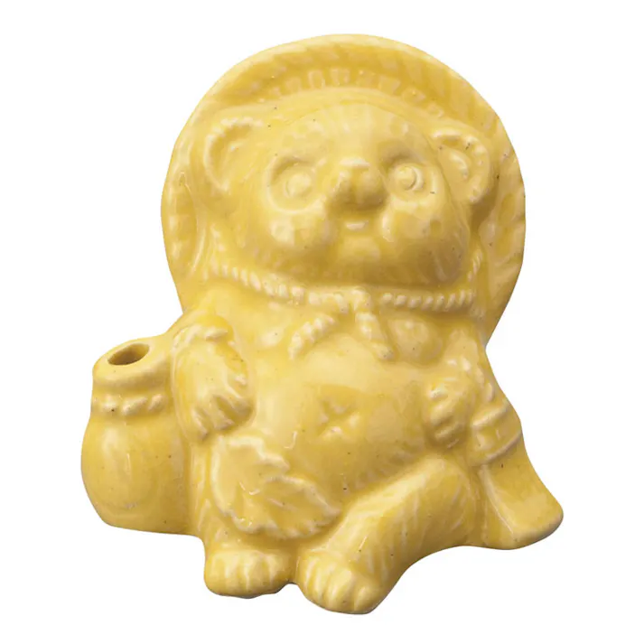 信楽焼 Tanutanu 腰掛けミニたぬき ヤマ庄陶器【狸 オス メス ミニ 置物 陶器 カラー 日本製 信楽】 イエロー(メス)