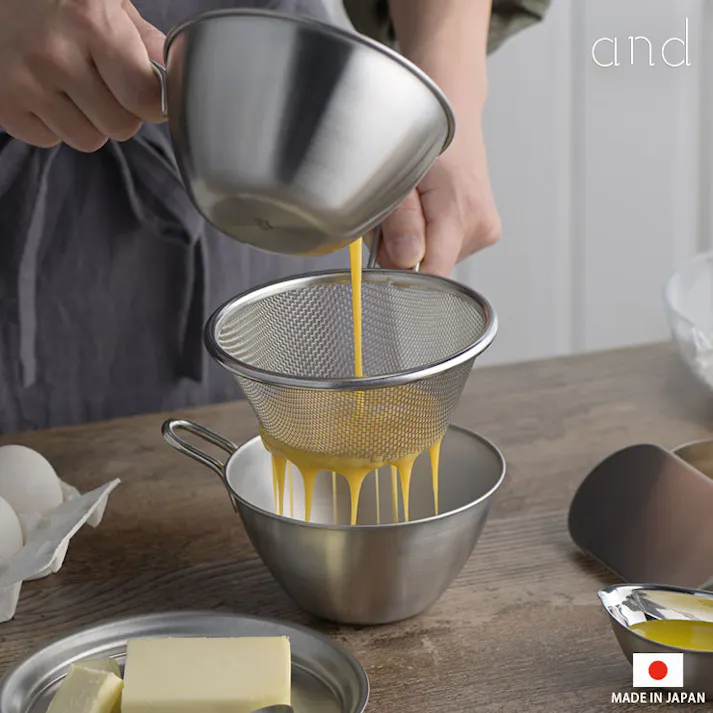 ヨシカワ and アンド 手付きストレーナー 13cm 深型 AN0212【ざる ステンレス 取っ手付き ミニ 手付き ザル 油切り 水切り 調理ツール 下ごしらえ 燕三条 日本製】