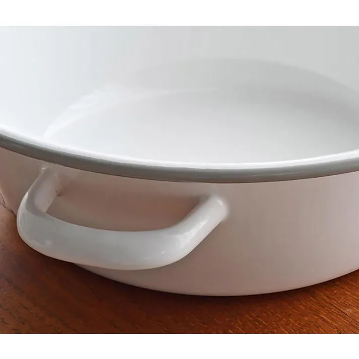 にちにち道具 ハンドル付き たらい 小 5L グレー縁 ホワイト 野田琺瑯【タライ ホーロー 琺瑯 洗い桶 洗濯 日本製】
