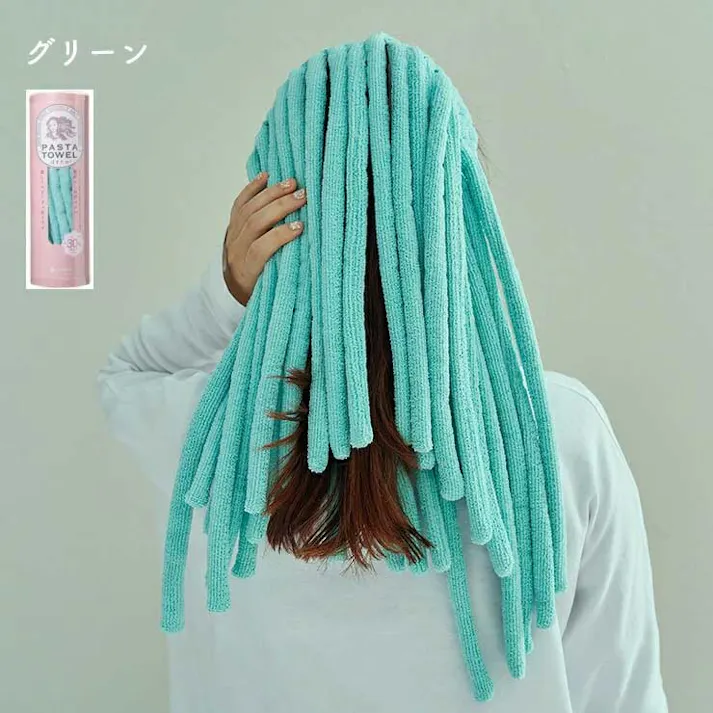 ぱすたお 髪乾かし専用タオル 西川【髪の毛 速乾 タオル マイクロファイバー 髪 乾かす ターバン ヘアバンド】 グリーン