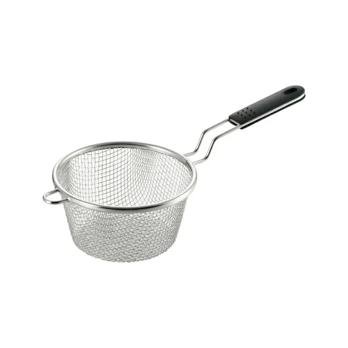 天ぷら名人 ミニ揚げ鍋 油きりざる TM-02【油切り ステンレスザル 手付きザル ざる ステンレス 取っ手付き 揚げ物 調理ツール 揚げザル】
