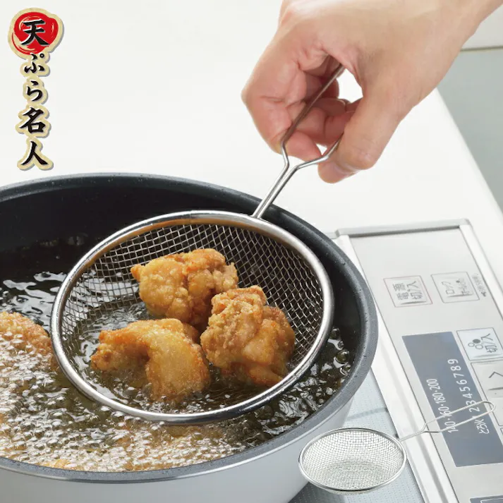 天ぷら名人 すくい油きり 浅型 TM-08【ステンレスザル 手付きザル ざる ステンレス 取っ手付き 揚げ物 調理ツール 揚げザル 日本製】