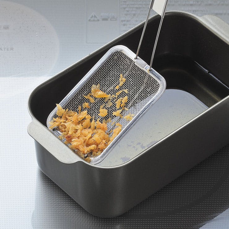 天ぷら名人 すくい油きり 角型 ステンレス TM-09【かす揚げ ステンレス