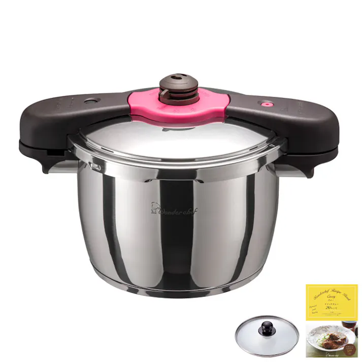 ワンダーシェフ 魔法のクイック料理 両手圧力鍋 5.5L IH対応 カレーレシピ・ガラス蓋付 Wonder chef ZQDA55【圧力鍋 両手鍋 IH ステンレス 超高圧 高圧 圧力切替】