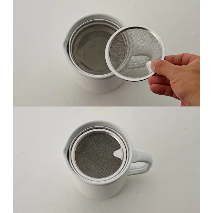 ホシマル印 ホームピッカー ホーロー オイルポット 1L SC-10 二重こし網 大一アルミニウム製作所【油ポット 琺瑯 ほうろう 油こし器 油 ろ過 日本製】