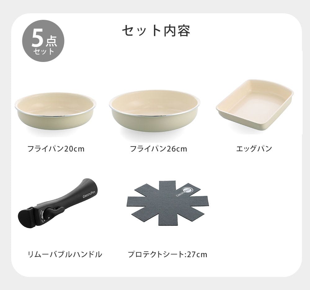 グリーンパン クリックシェフ フライパン2点セット20&26cm【新品・未使用】 グリーンパン クリックシェフ 5点セット フライパンセット 着脱