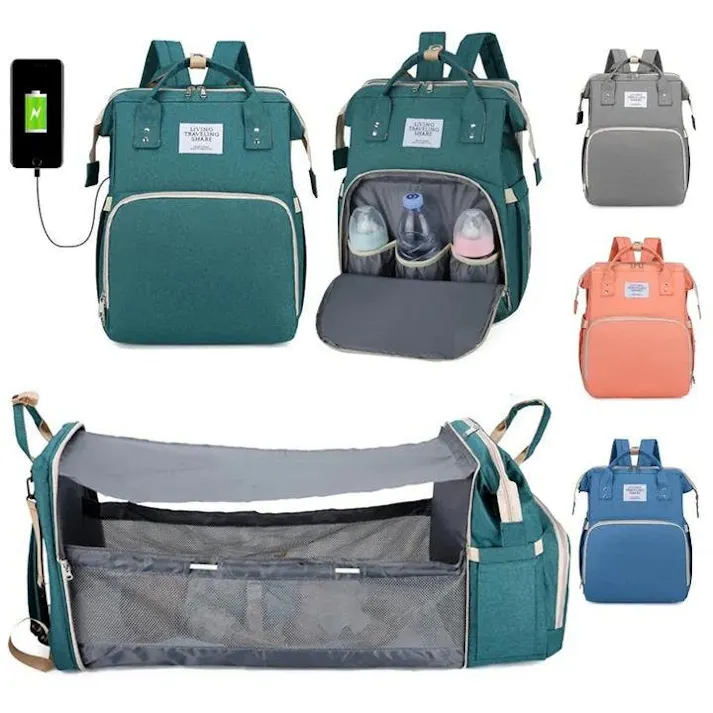 マザーズバッグ リュック 大容量 軽量 ベビーカーフック付 保冷ポケット USBポート搭載 マザーズリュック 多機能 撥水 リュックサック バックパック 旅行バッグ 便利 哺乳瓶 おむつ プレゼント 出産祝い EA-MB010-GY グレー