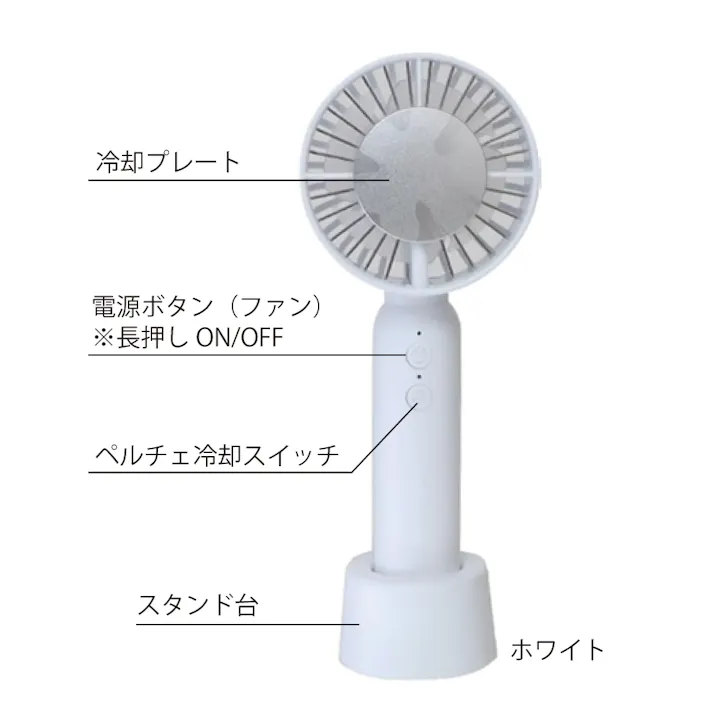 ペルチェクールハンディファン 小型 クーラー 静音 携帯 扇風機 冷却プレート付き 熱中症対策 暑さ対策 卓上 デスク ペルチェ素子 ブラック