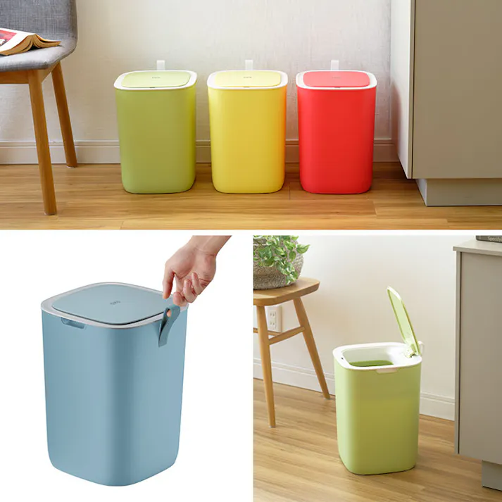 EKO モランディ スマート センサービン 12L 電池式 イーケーオー EK6288-12L【ゴミ箱 自動開閉 センサー 電動 スリム 生ゴミ ダストボックス スクエア ふた付き センサーゴミ箱 キッチン 洗面所 リビング におい軽減】 レッド