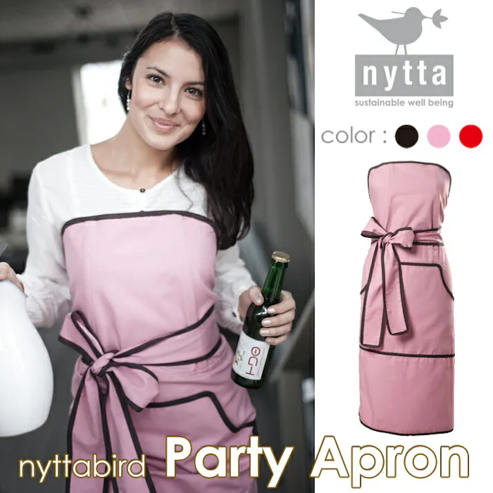 nyttabird ニッタバード パーティエプロン ブラック/レッド/ライトnyttadesign ニッタデザイン【ストラップレス 肩紐なし ドレスエプロン ロングエプロン スウェーデン デザイン 北欧】 レッド