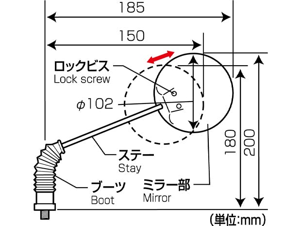 TANAX タナックス ラジカルミラー 8mm (ブラック) AU-8 | 通販