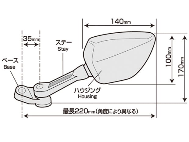 TANAX タナックス シャークミラー1B (左) AOS-104-10BL | 通販