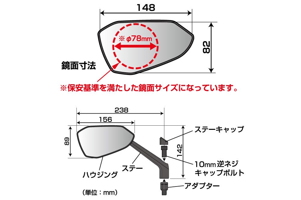TANAX タナックス リッジミラーL NA-001L | 通販 | ホームセンターの