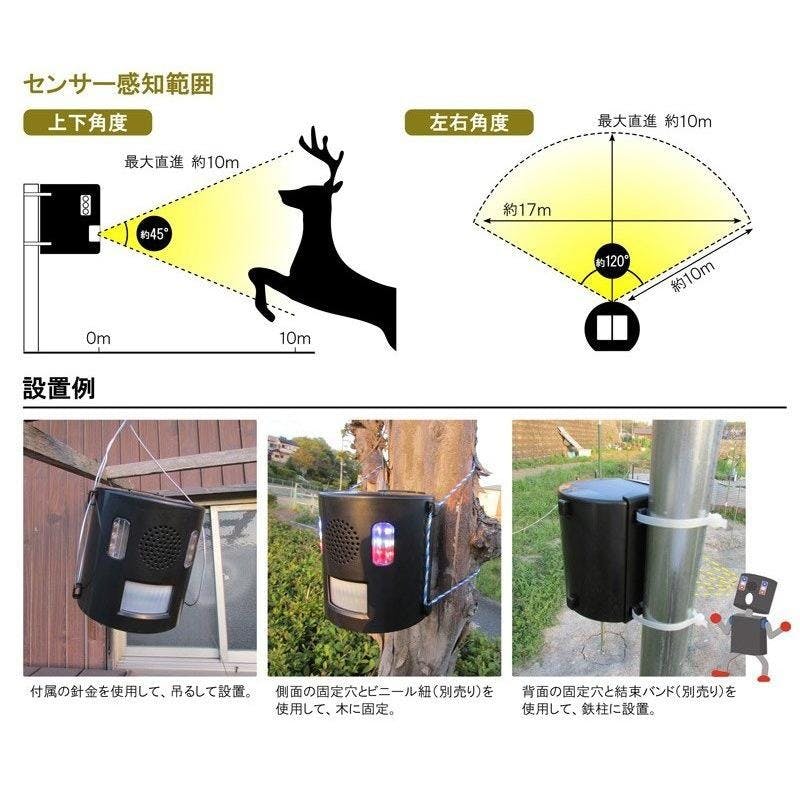 害獣撃退器 超音光ロボ アニバリ君 猪 鹿 犬 猫 猿 鳥 アニマル