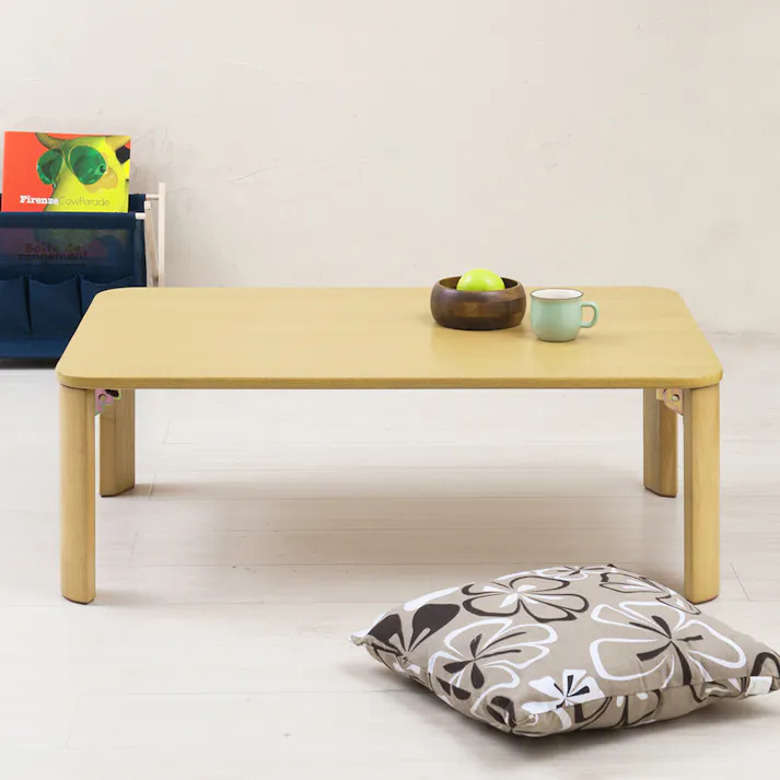 【折りたたみテーブル(90×60cm)(ナチュラル)】机 つくえ デスク 座卓 木製 幅広 ナチュラル シンプル スリム 折りたたみ モダン リビングテーブル 完成品