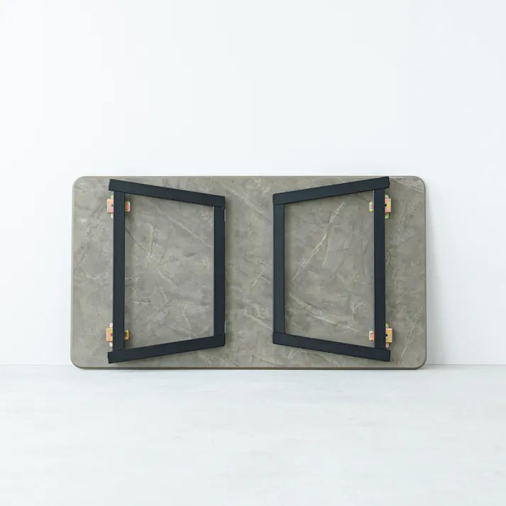 【CASA リビングテーブル(マーブルオリジナル)】 幅110cm×奥行60cm 机 つくえ PCテーブル ローテーブル 折りたたみ 大理石 モルタル リビングテーブル 折れ脚 モダン 韓国風インテリア 完成品