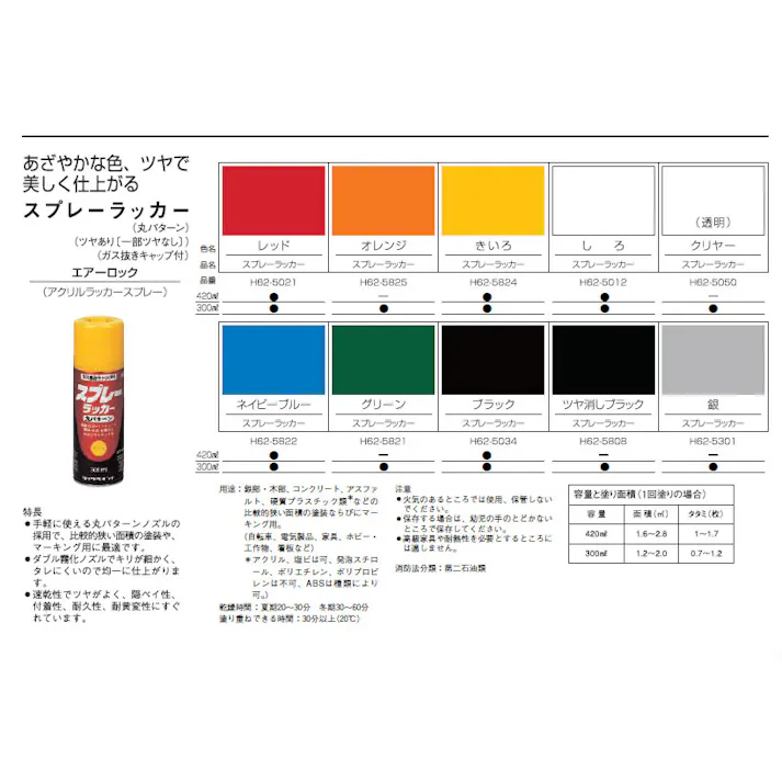 ロックペイント エアーロック(丸パターン) ツヤ消しブラック H62-5808 300mlx6本