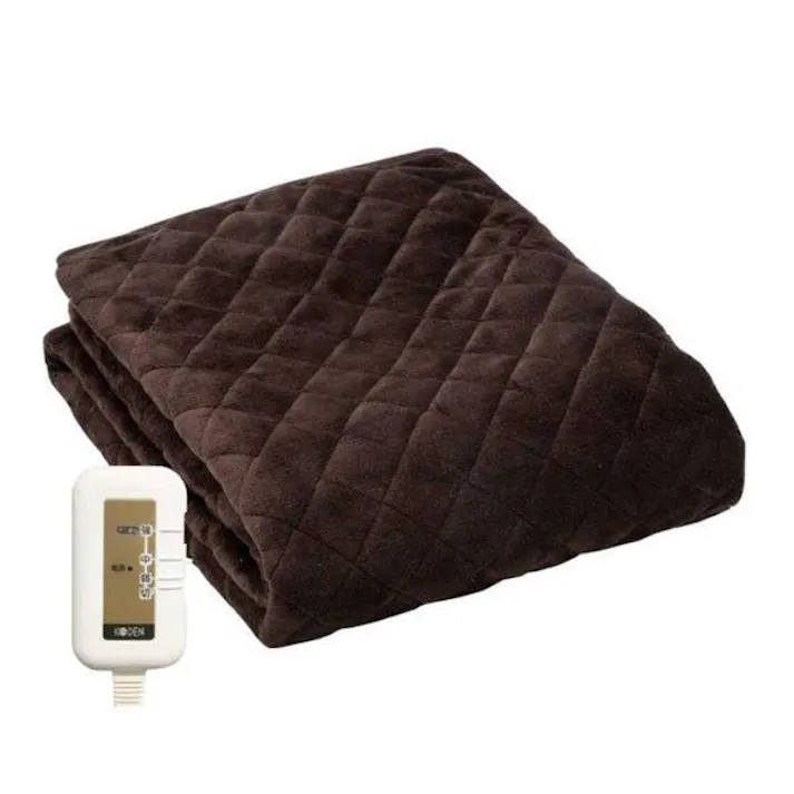 電気毛布 敷パッド シングルサイズ 200×100cm フランネル ブラウン 固定用バンド付 洗える スライド温度調節 ダニ退治 KODEN VWP552H