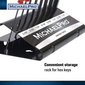 Tハンドル ボールエンド 六角レンチセット赤 8本セット SAE スタンド付