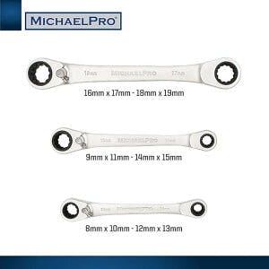4-in-1 ラチェットめがねレンチセット 3本セット 8,9,10,11,12,13,14,15,16,17,18,19mm 12サイズ マイケルプロ MP001163 工具 整備用品 メンテナンス 修理 DIY 自動車 軽自動車 大型車 自動車やバイクの整備に MichaelPro | 通販 | ホームセンターのカインズ 4-in-1 ラチェットめがねレンチセット 3本セット 8,9,10,11,12,13,14,15,16,17,18,19mm 12サイズ マイケルプロ MP001163 工具 整備用品 メンテナンス 修理 DIY 自動車 軽自動車 大型車 自動車やバイクの整備に MichaelPro | 通販 | ホームセンターのカインズ